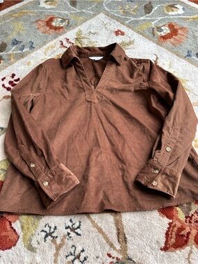 Time and Tru Brown Corduroy Button-Front Collar Shirt Size Small Never Worn
